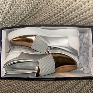 🤎 ROSE GOLD, SILVER AND WHITE FASHION SNEAKERS